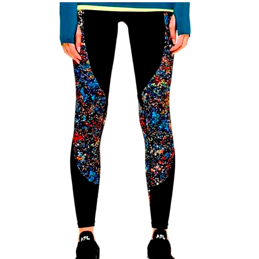 Lululemon Wake and Train Tight 28” Black/Flowerescent Multi Color 4 Dot - Picture 1 of 10